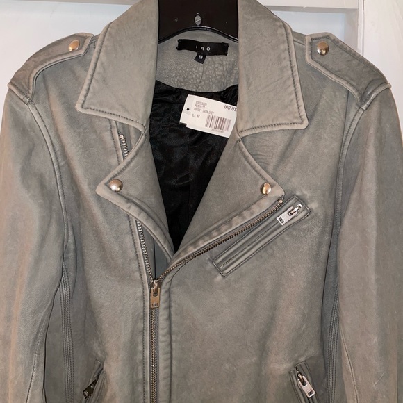 Iro leather jacket size M grey with green hue real leather NWT - Picture 11 of 11
